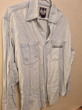 Harley-Davidson Men's Biker Blues Long Sleeve Denim Button Up Shirt Size L